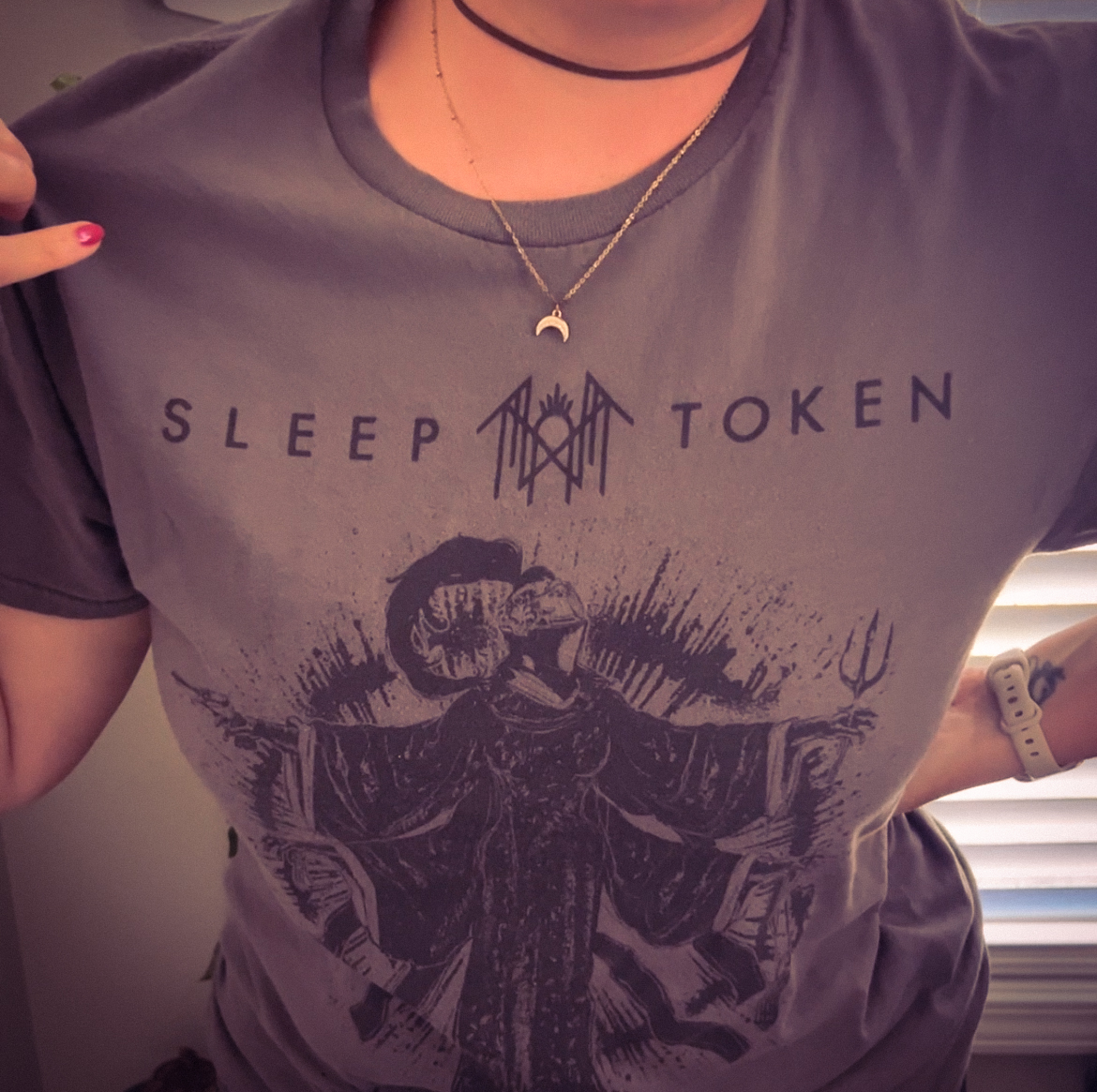 Sleep Token band t-shirt with a moon necklace